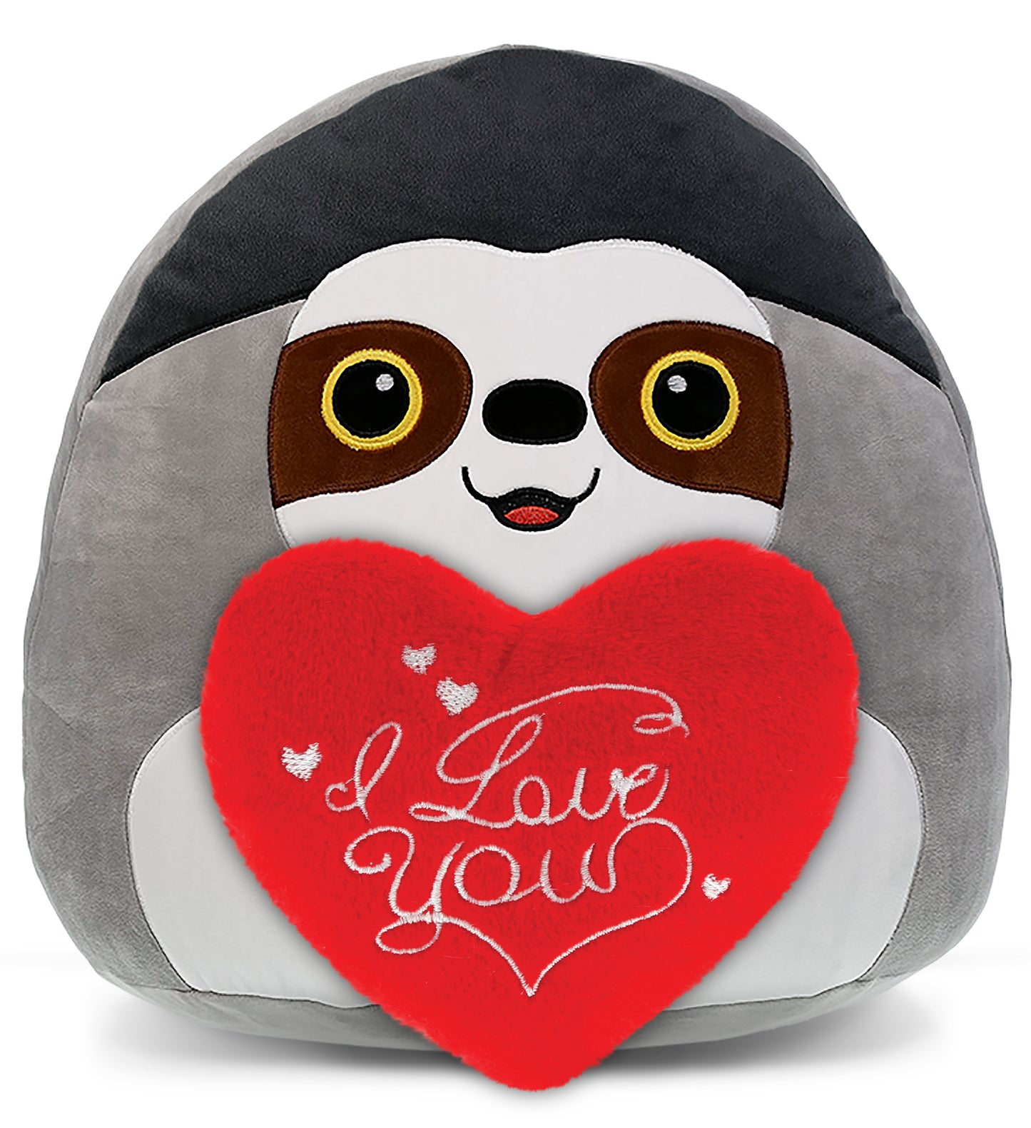 PLUSH PILLOW - I LOVE YOU RED HEART - 12 INCH - SNUG-MOOSHIES PLUSH - SLOTH 17"