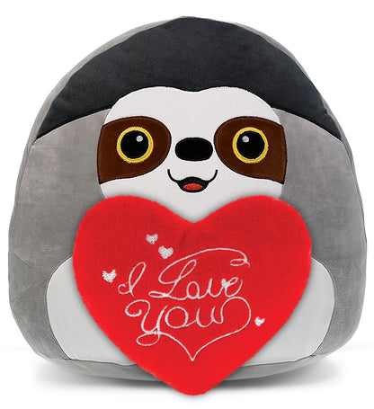 PLUSH PILLOW - I LOVE YOU RED HEART - 12 INCH - SNUG-MOOSHIES PLUSH - SLOTH 17"