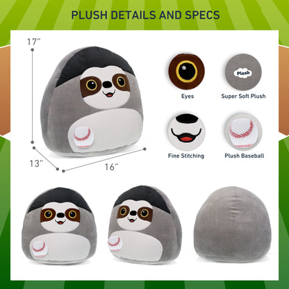 SNUG-MOOSHIES PLUSH - SLOTH 17" with Baseball Plush
