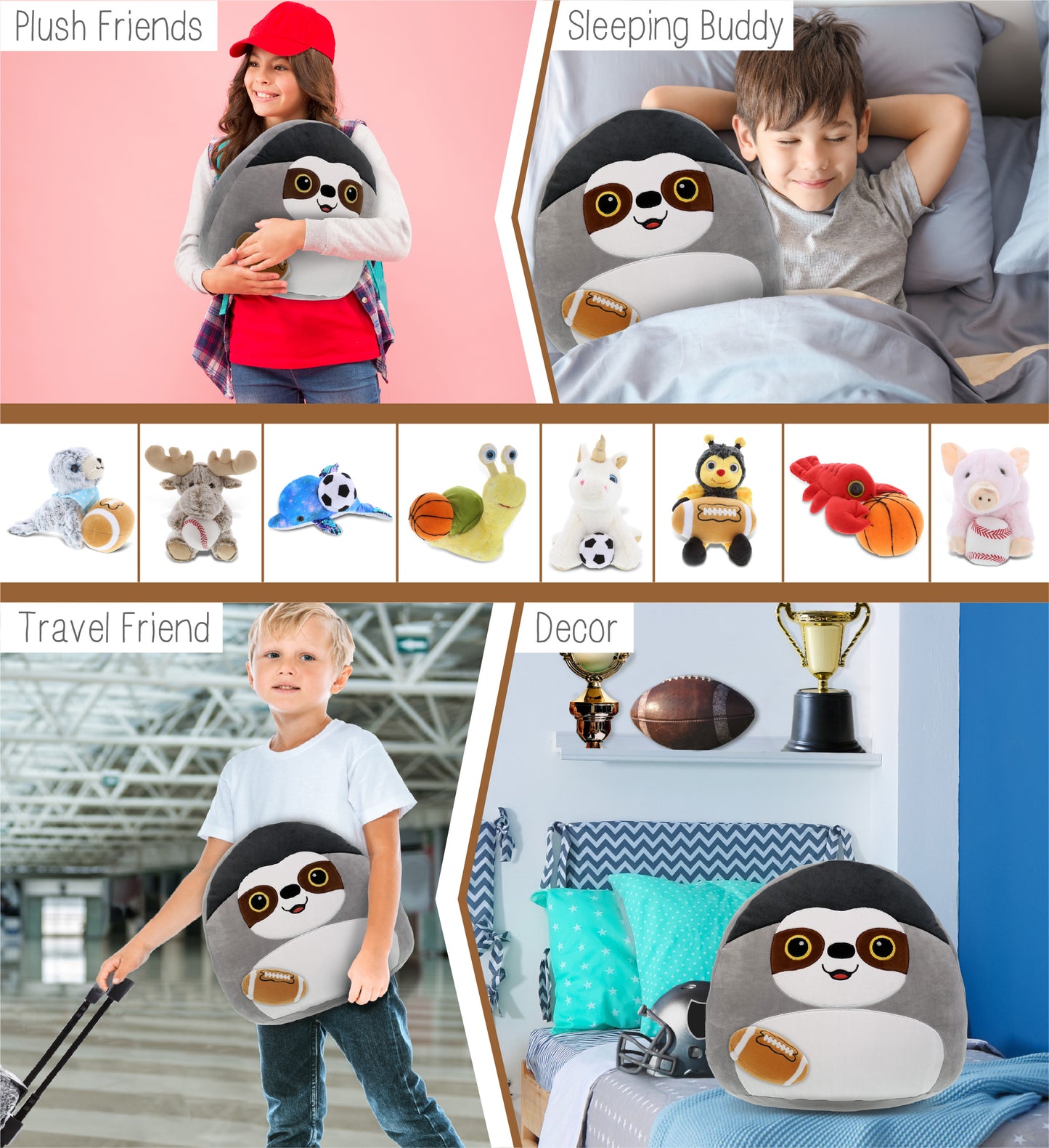 SNUG-MOOSHIES PLUSH - SLOTH 17" with Football Plush