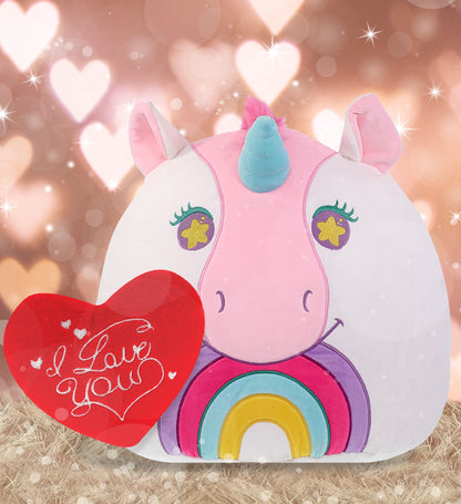 PLUSH PILLOW - I LOVE YOU RED HEART - 12 INCH - SNUG-MOOSHIES PLUSH - UNICORN 17"