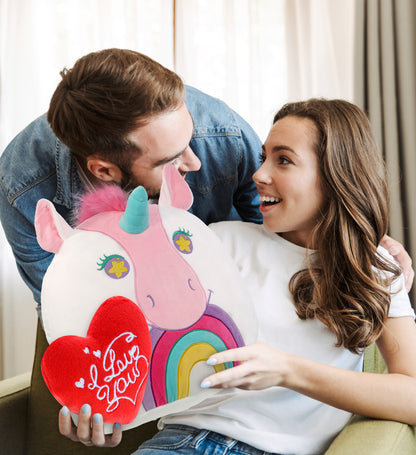 PLUSH PILLOW - I LOVE YOU RED HEART - 12 INCH - SNUG-MOOSHIES PLUSH - UNICORN 17"