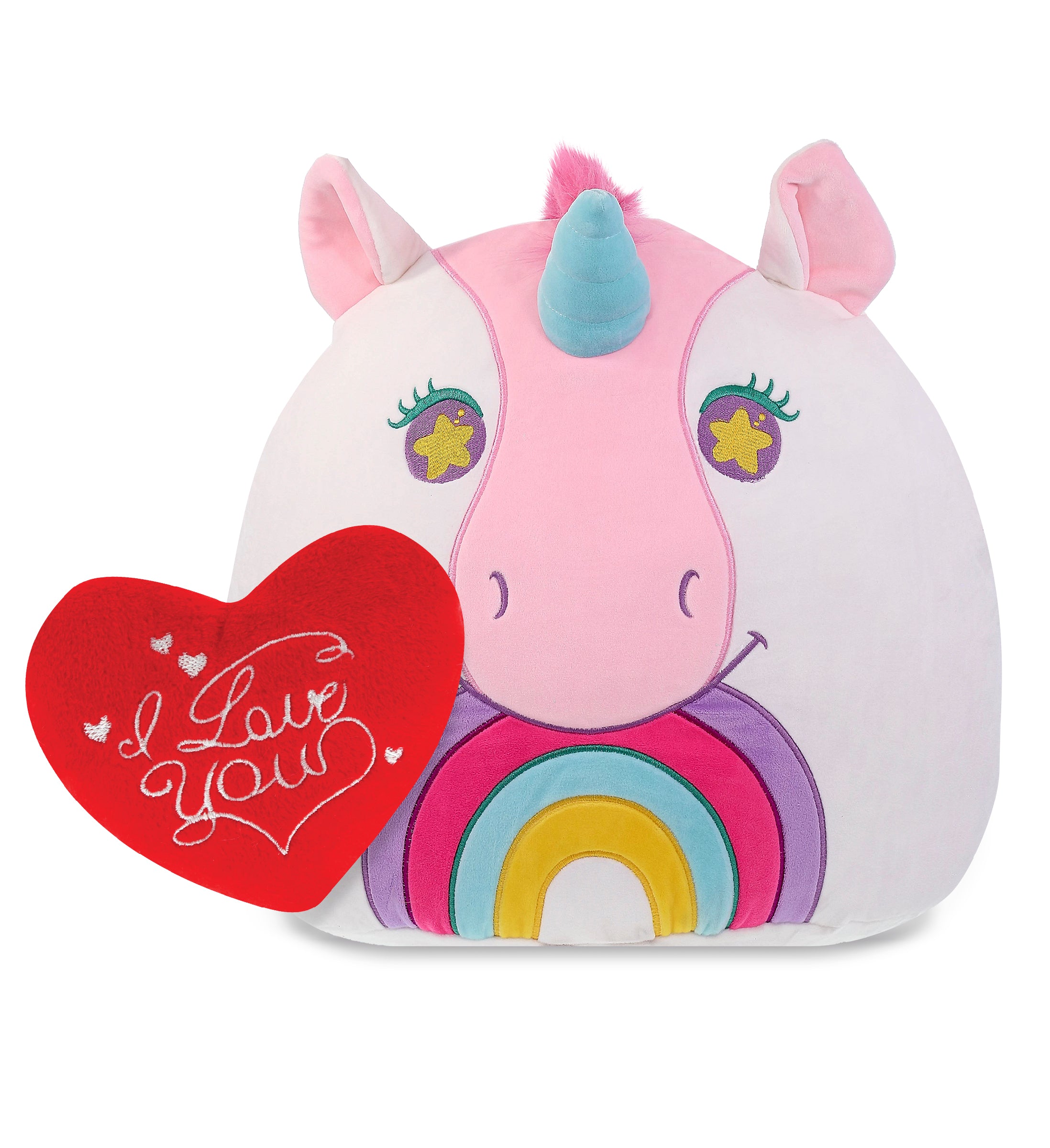 PLUSH PILLOW - I LOVE YOU RED HEART - 12 INCH - SNUG-MOOSHIES PLUSH - UNICORN 17"