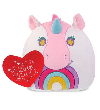PLUSH PILLOW - I LOVE YOU RED HEART - 12 INCH - SNUG-MOOSHIES PLUSH - UNICORN 17"