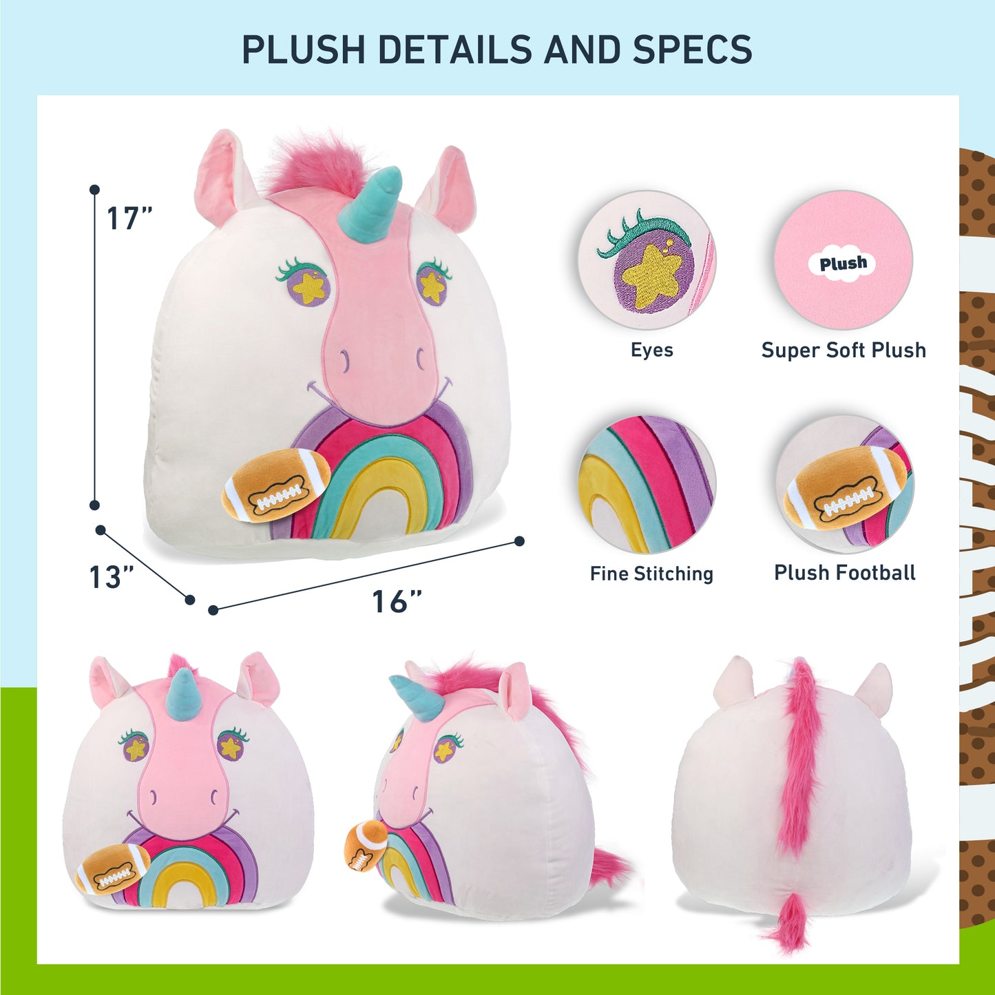 SNUG-MOOSHIES PLUSH - UNICORN 17" with Football Plush