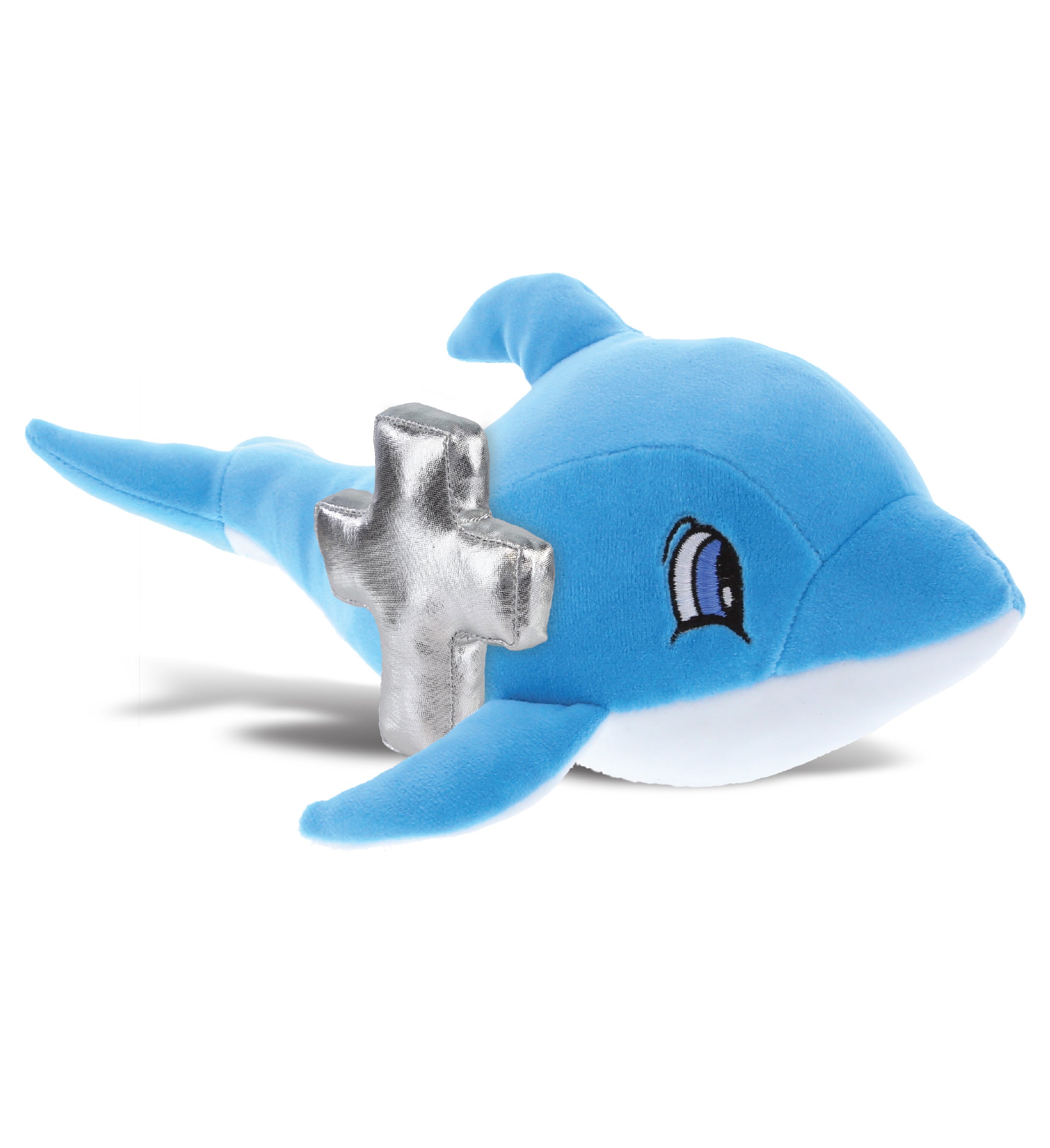 PLUSH CROSS - BABY SOFT PLUSH - BLUE DOLPHIN