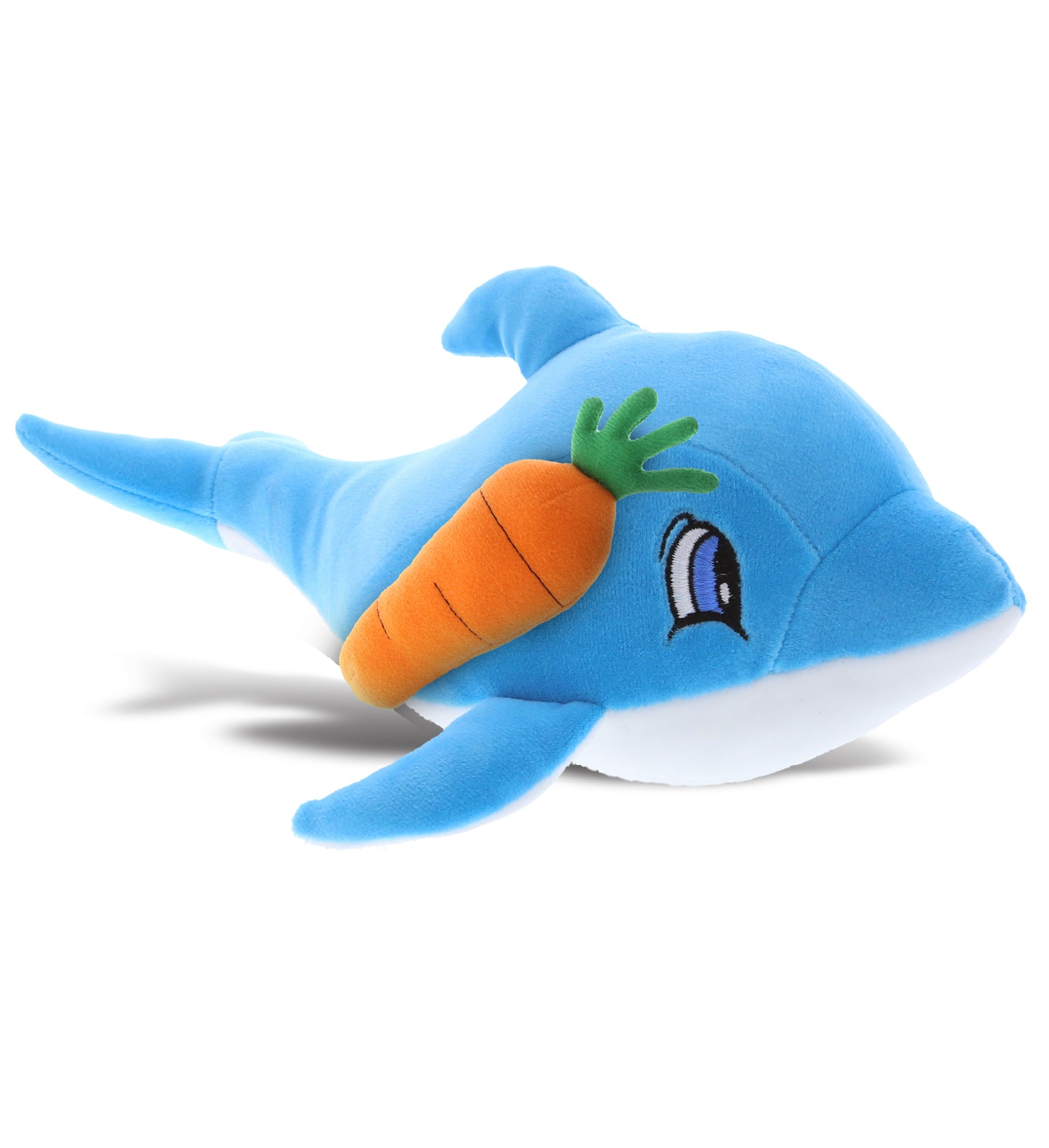 DolliBu Happy Easter Baby Soft Plush Blue Dolphin with Carrot Plush - 5 Inches