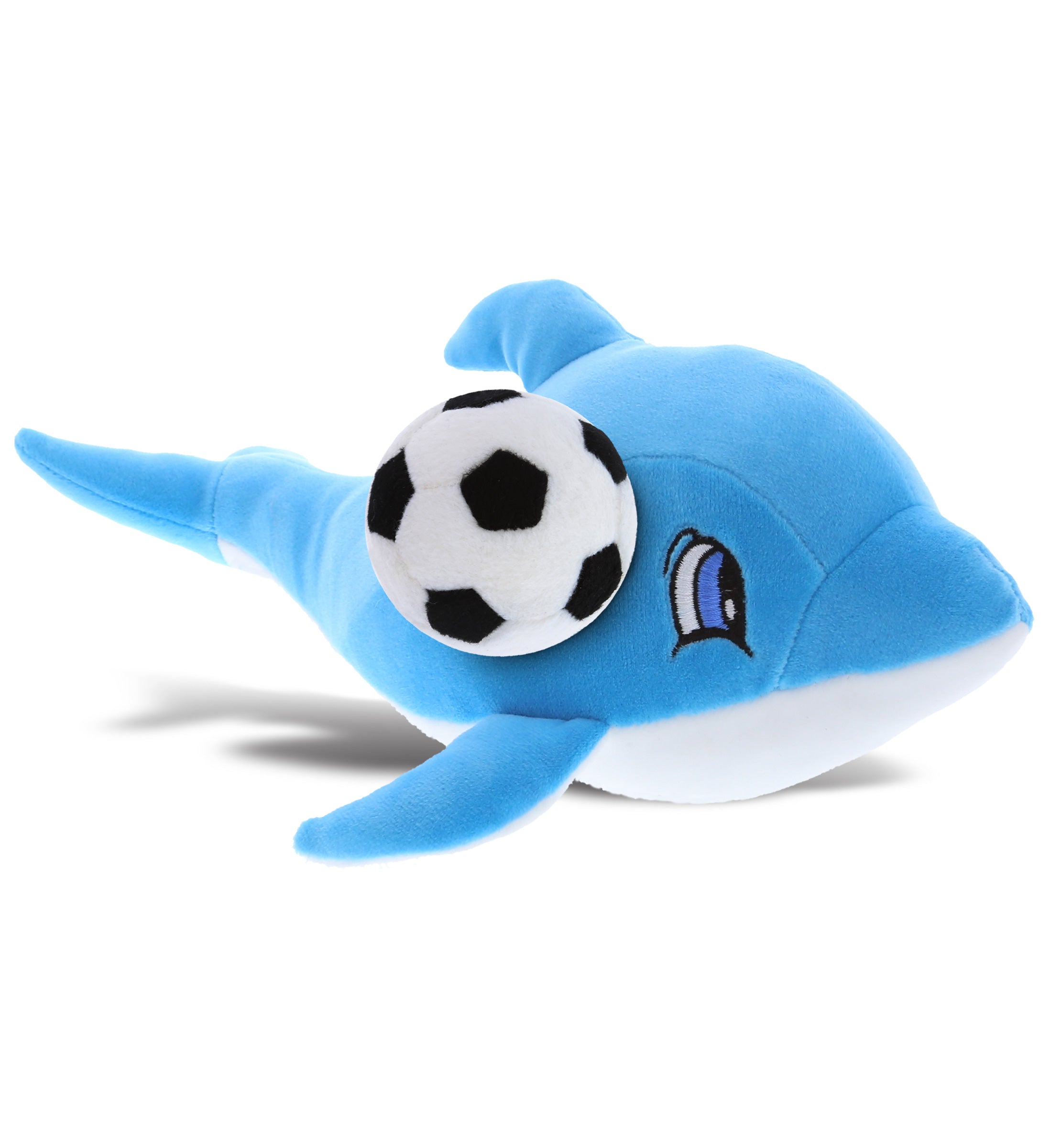 PLUSH SOCCER BALL - BABY SOFT PLUSH - BLUE DOLPHIN