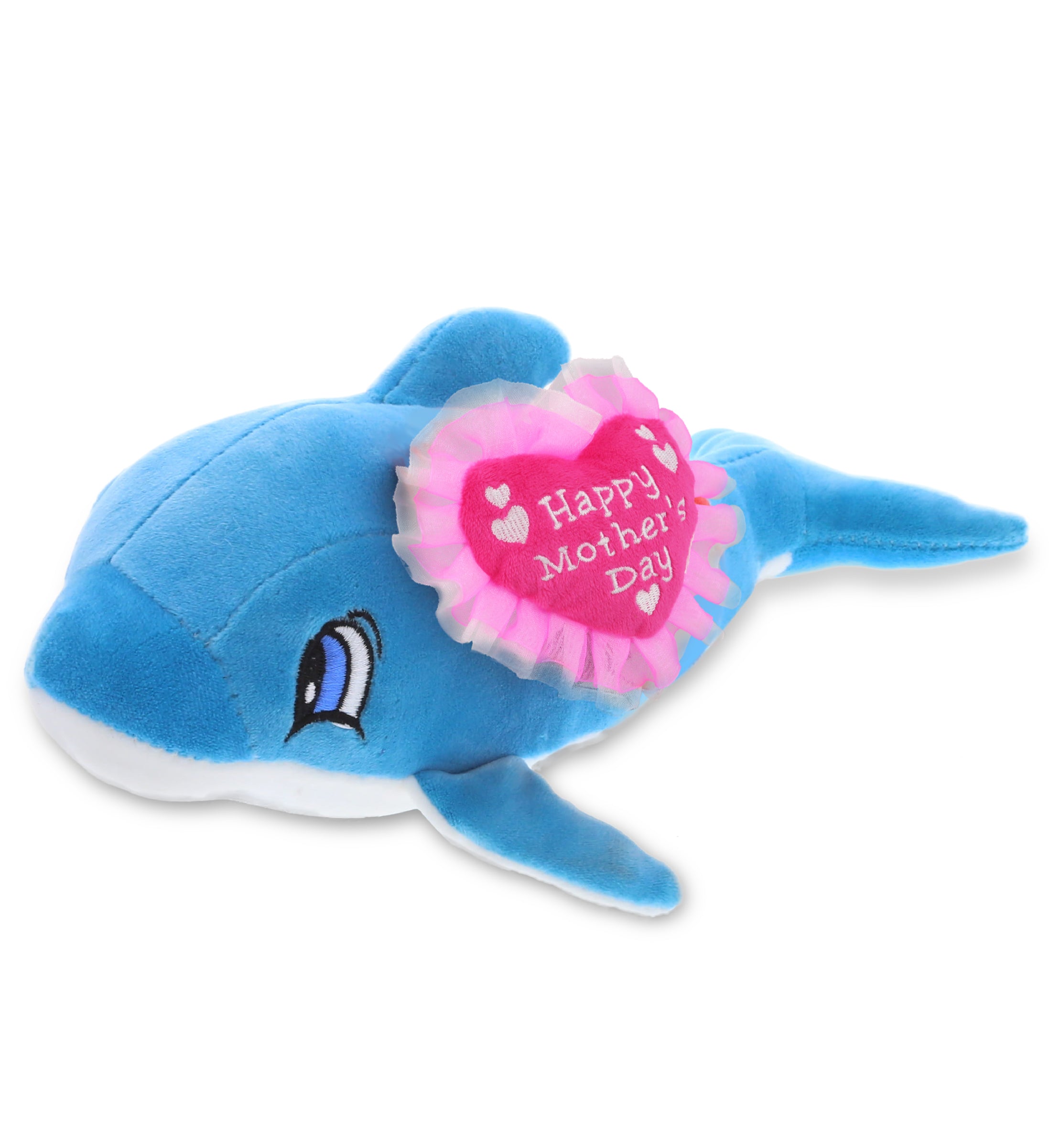 PLUSH MOTHERS DAY HEART - BABY SOFT PLUSH - BLUE DOLPHIN