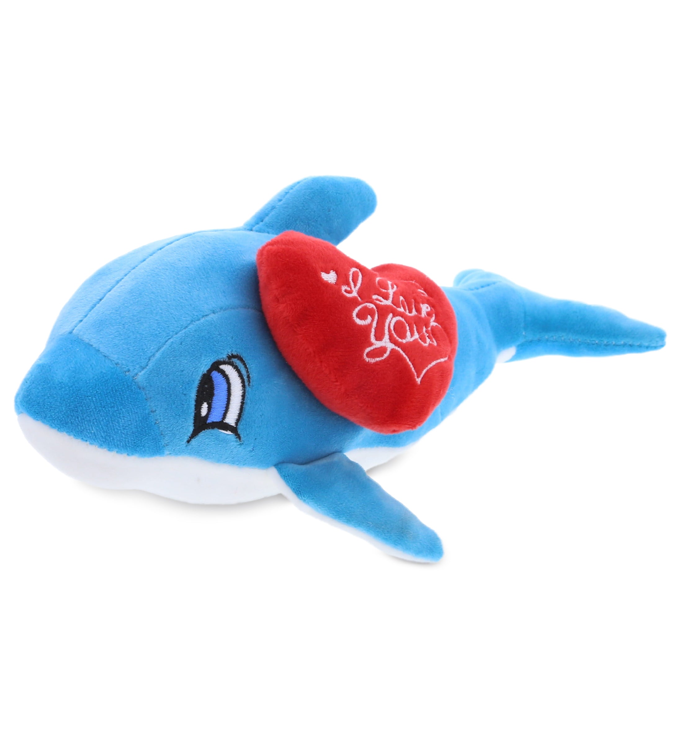 PLUSH I LOVE YOU RED HEART - BABY SOFT PLUSH - BLUE DOLPHIN