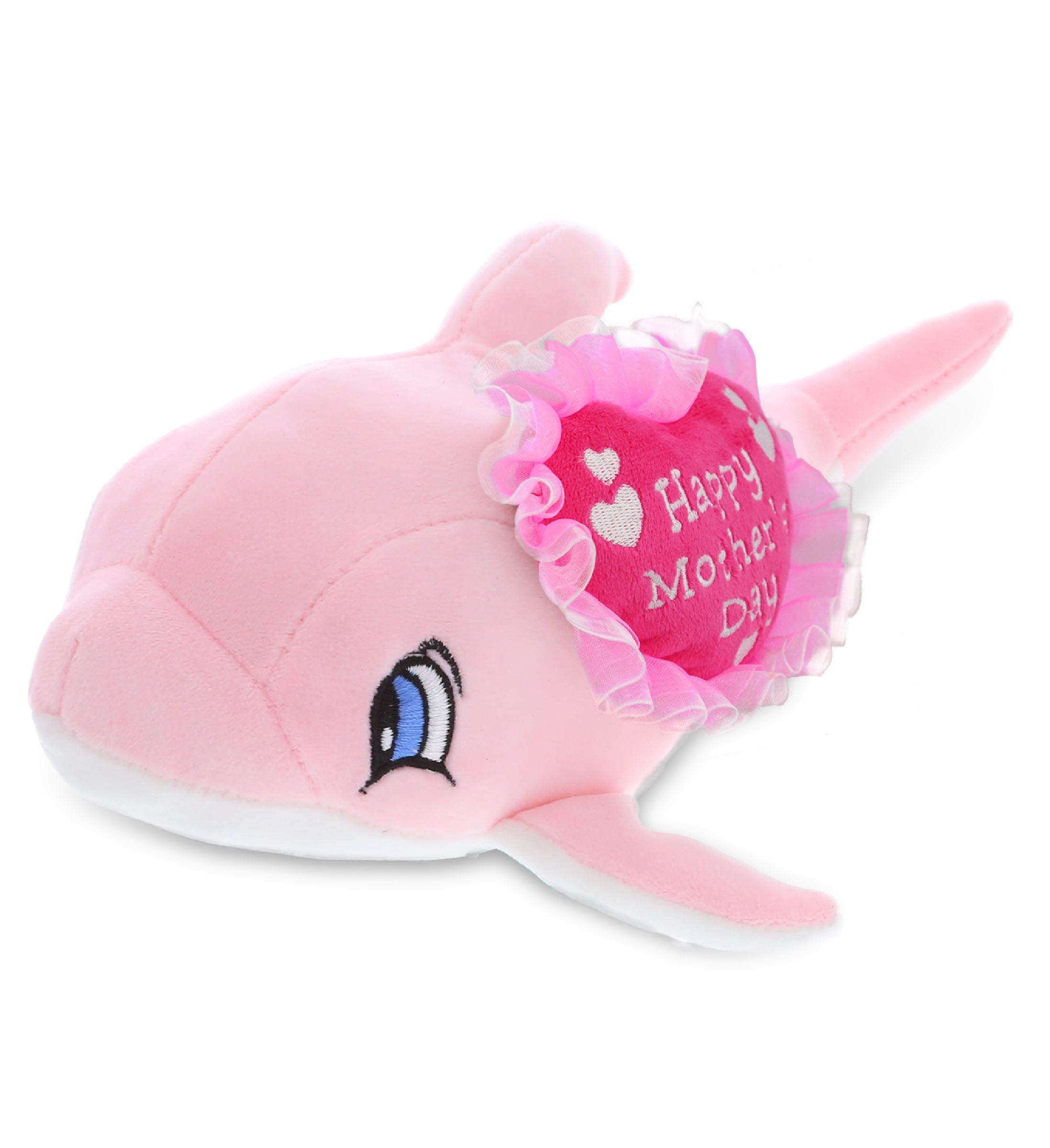 PLUSH MOTHERS DAY HEART - BABY SOFT PLUSH - PINK DOLPHIN