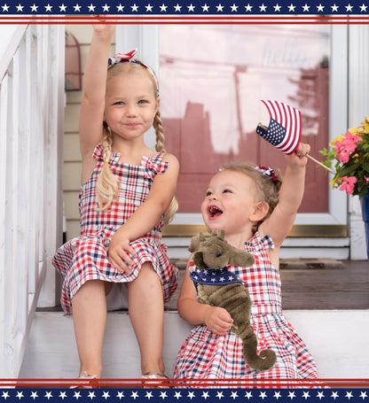 WILD COLLECTION PLUSH - 12" SEAHORSE WITH USA FLAG BANDANA