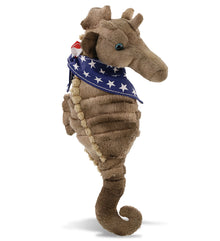 WILD COLLECTION PLUSH - 12" SEAHORSE WITH USA FLAG BANDANA