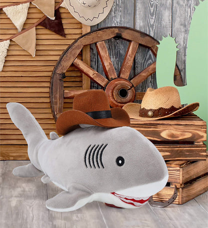 BABY SOFT PLUSH - GREY SHARK COWBOY DRESS UP