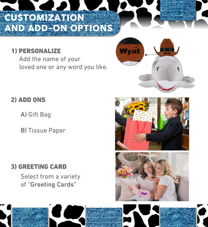 BABY SOFT PLUSH - GREY SHARK COWBOY DRESS UP