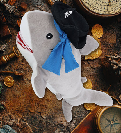 BABY SOFT PLUSH - GREY SHARK WITH PIRATE DRESS UP