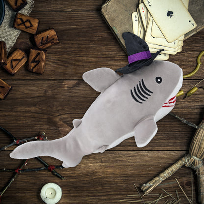 BABY SOFT PLUSH - GREY SHARK WITH WITCH DRESS UP