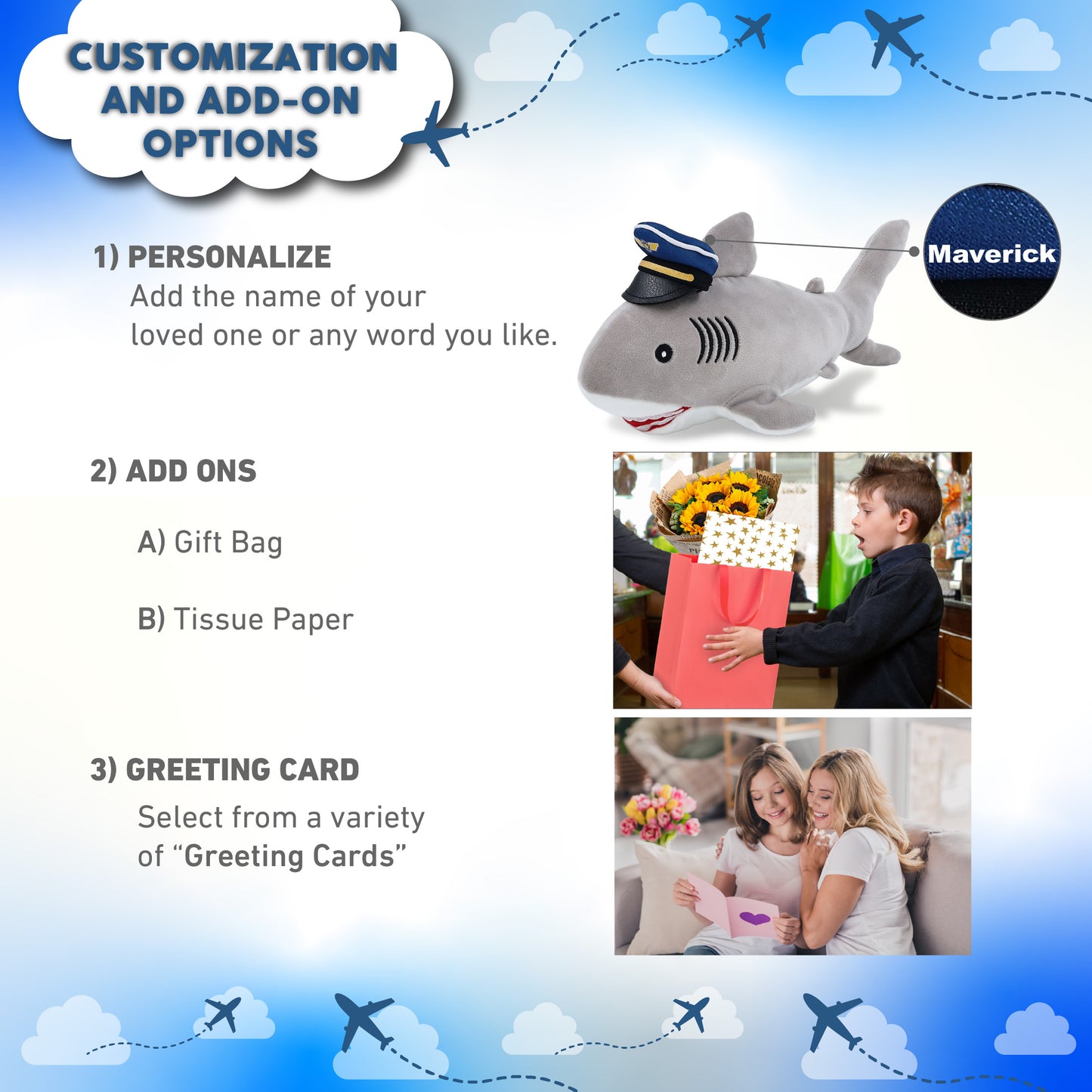 BABY SOFT PLUSH - GREY SHARK WITH PILOT DRESS UP