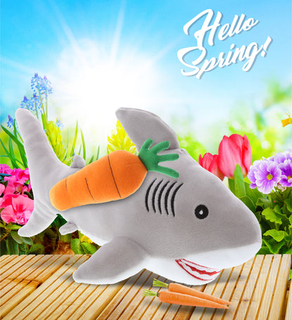 DolliBu Happy Easter Baby Soft Plush Grey Shark with Carrot Plush - 6.5 Inches