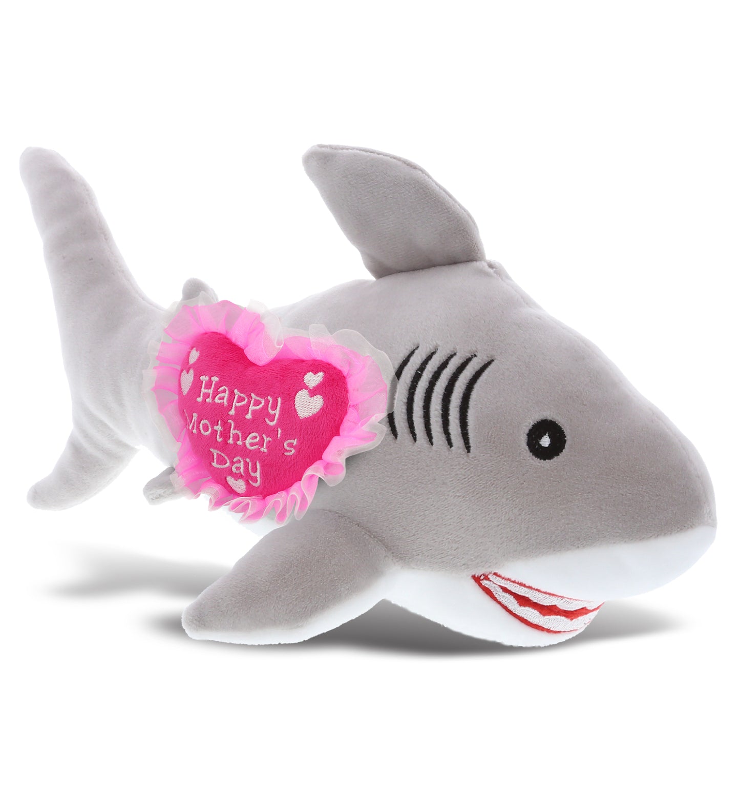 PLUSH MOTHERS DAY HEART - BABY SOFT PLUSH - GREY SHARK