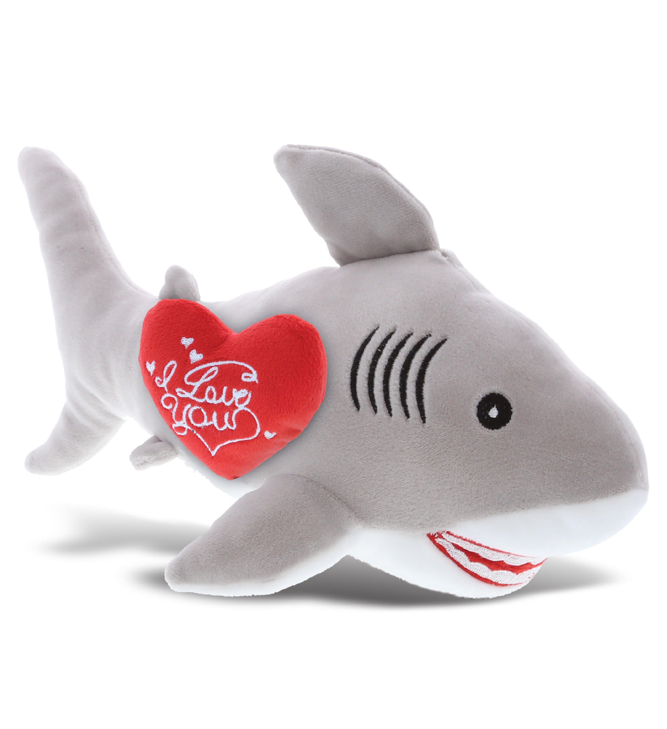 PLUSH I LOVE YOU RED HEART - BABY SOFT PLUSH - GREY SHARK