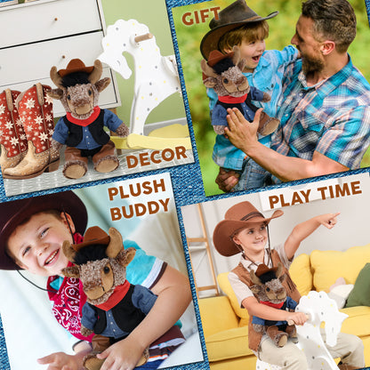 SUPER SOFT PLUSH - SITTING BUFFALO COWBOY DRESS UP