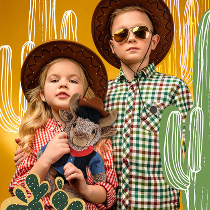 SUPER SOFT PLUSH - SITTING BUFFALO COWBOY DRESS UP