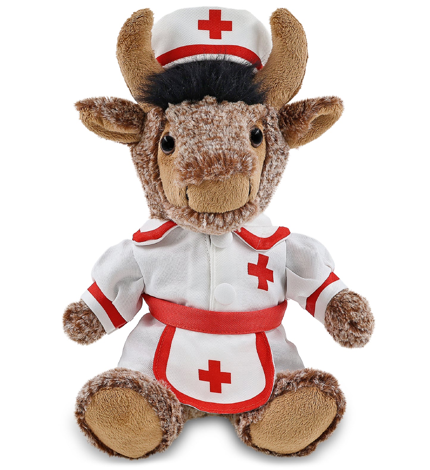 SUPER SOFT PLUSH - SITTING BUFFALO With NURSE Dress-Up