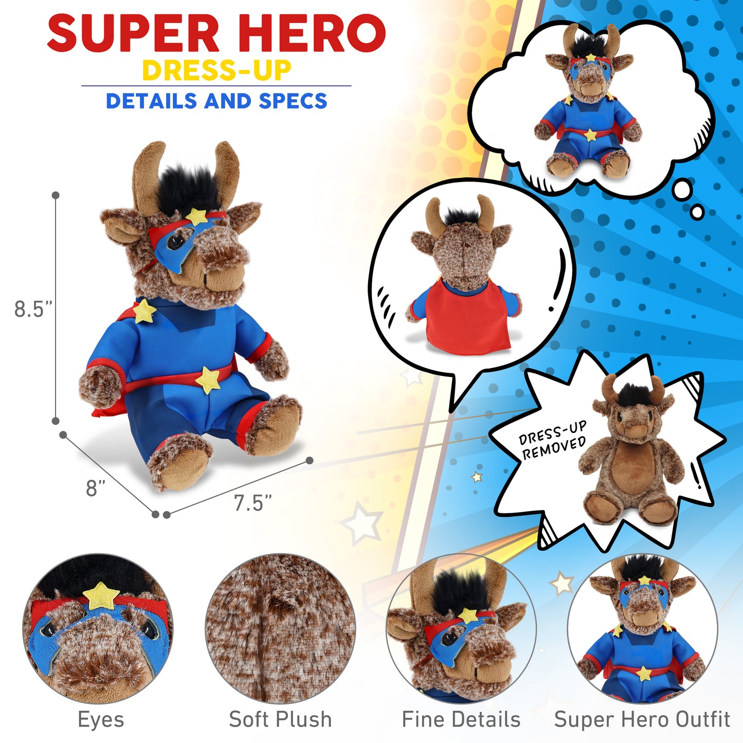 SUPER SOFT PLUSH - SITTING BUFFALO SUPER HERO