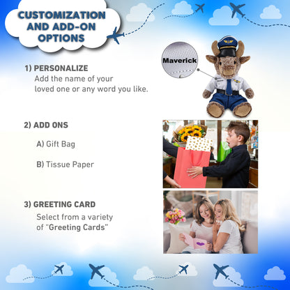 SUPER SOFT PLUSH - SITTING BUFFALO WITH PILOT DRESS UP