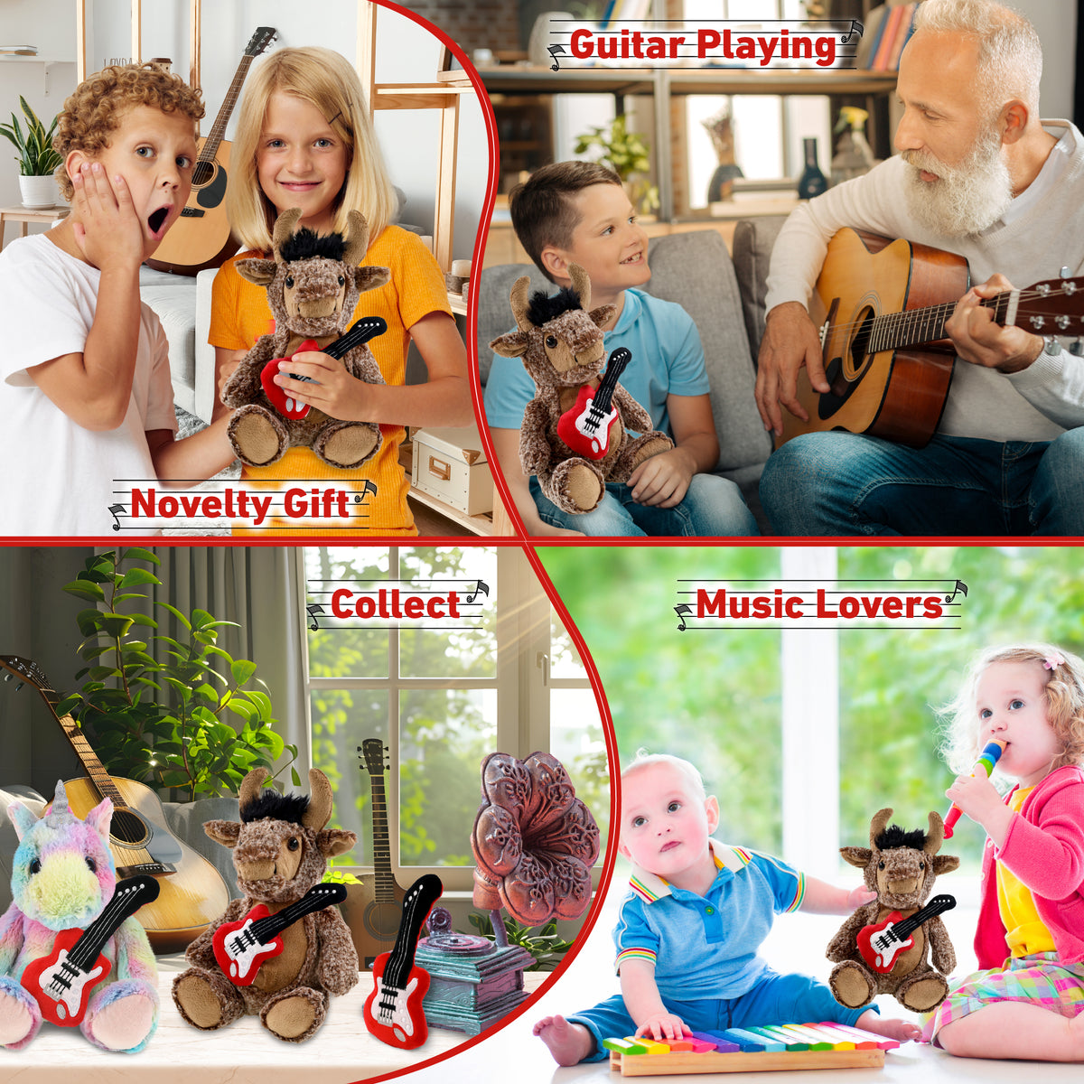 SUPER SOFT PLUSH - SITTING BUFFALO WITH GUITAR ADD ON