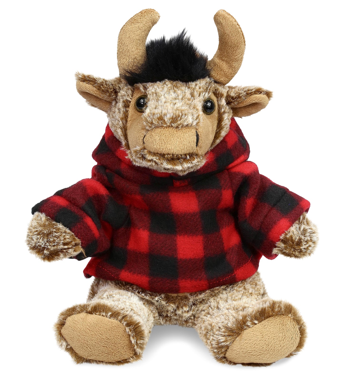 PLUSH RED PLAID HOODIE - SUPER SOFT PLUSH - SITTING BUFFALO