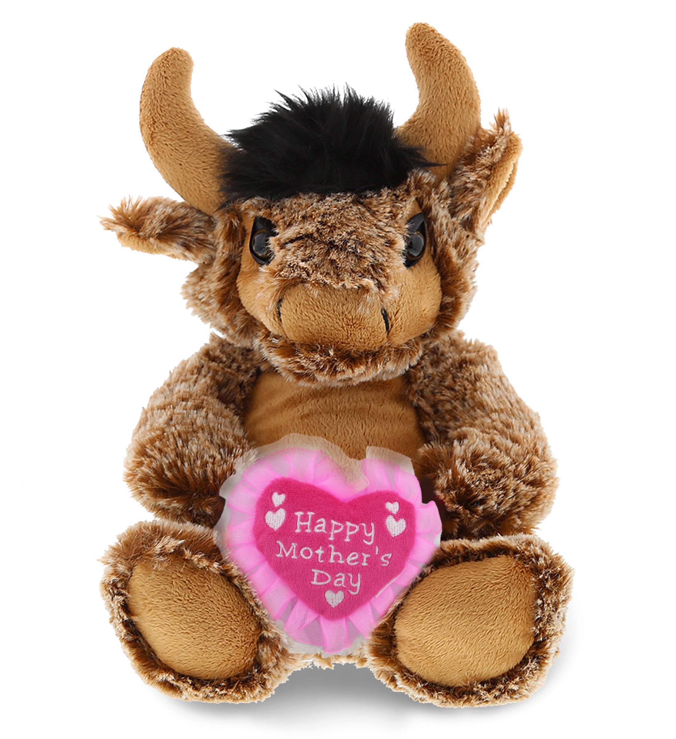 PLUSH MOTHERS DAY HEART - SUPER SOFT PLUSH - SITTING BUFFALO