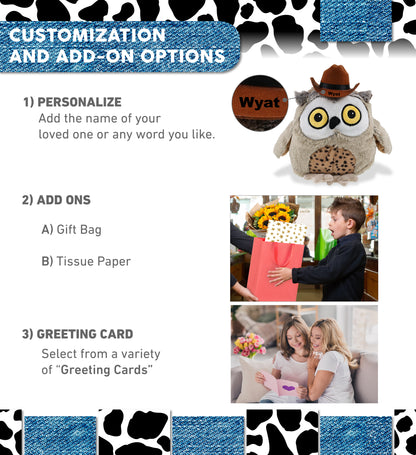 SUPER SOFT PLUSH - FAT BROWN OWL With COWBOY Dress Up