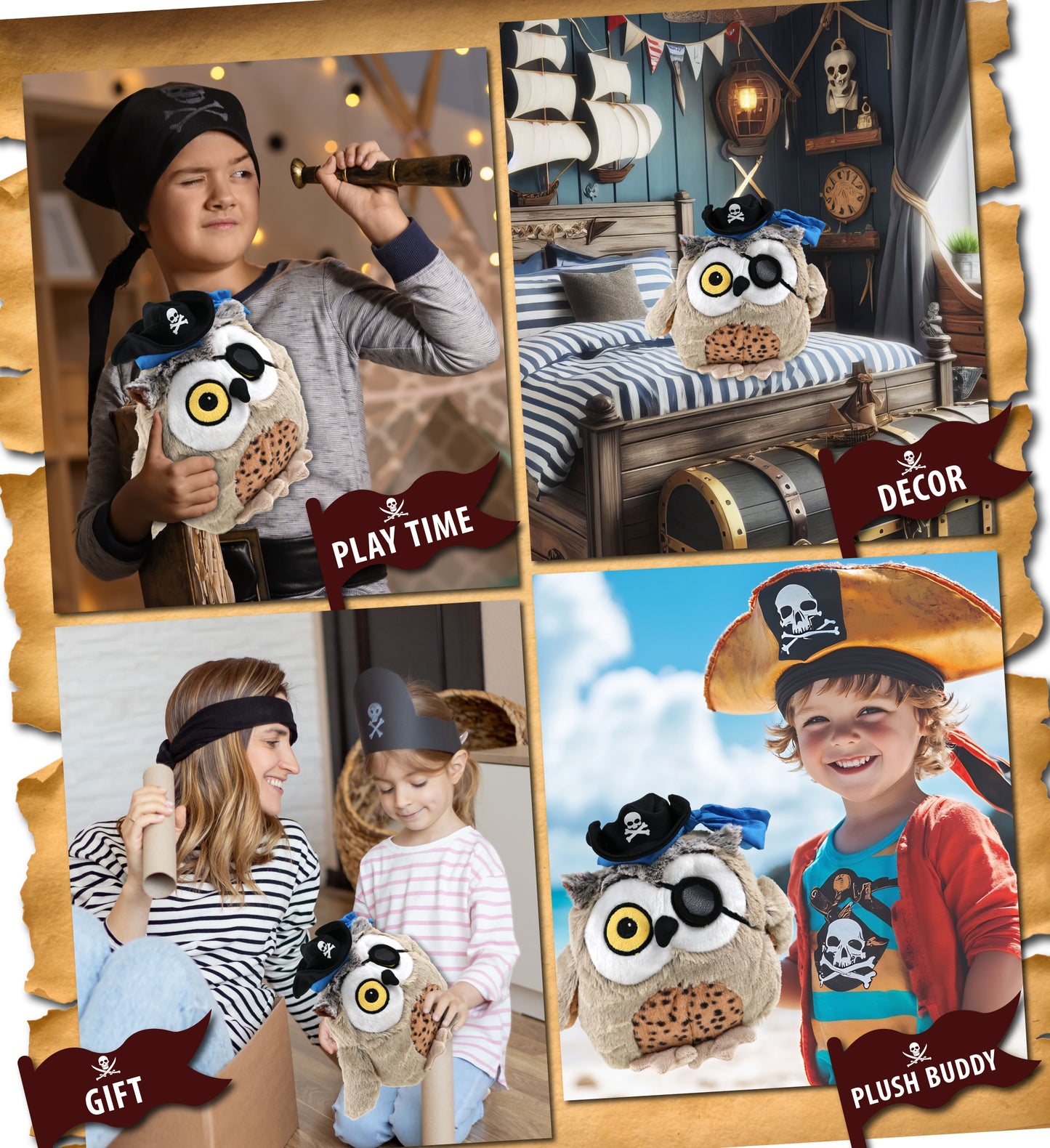 SUPER SOFT PLUSH - FAT BROWN OWL PIRATE DRESS UP