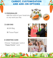 DolliBu Happy Easter Super Soft Plush Fat Brown Owl with Carrot Plush - 8 Inch