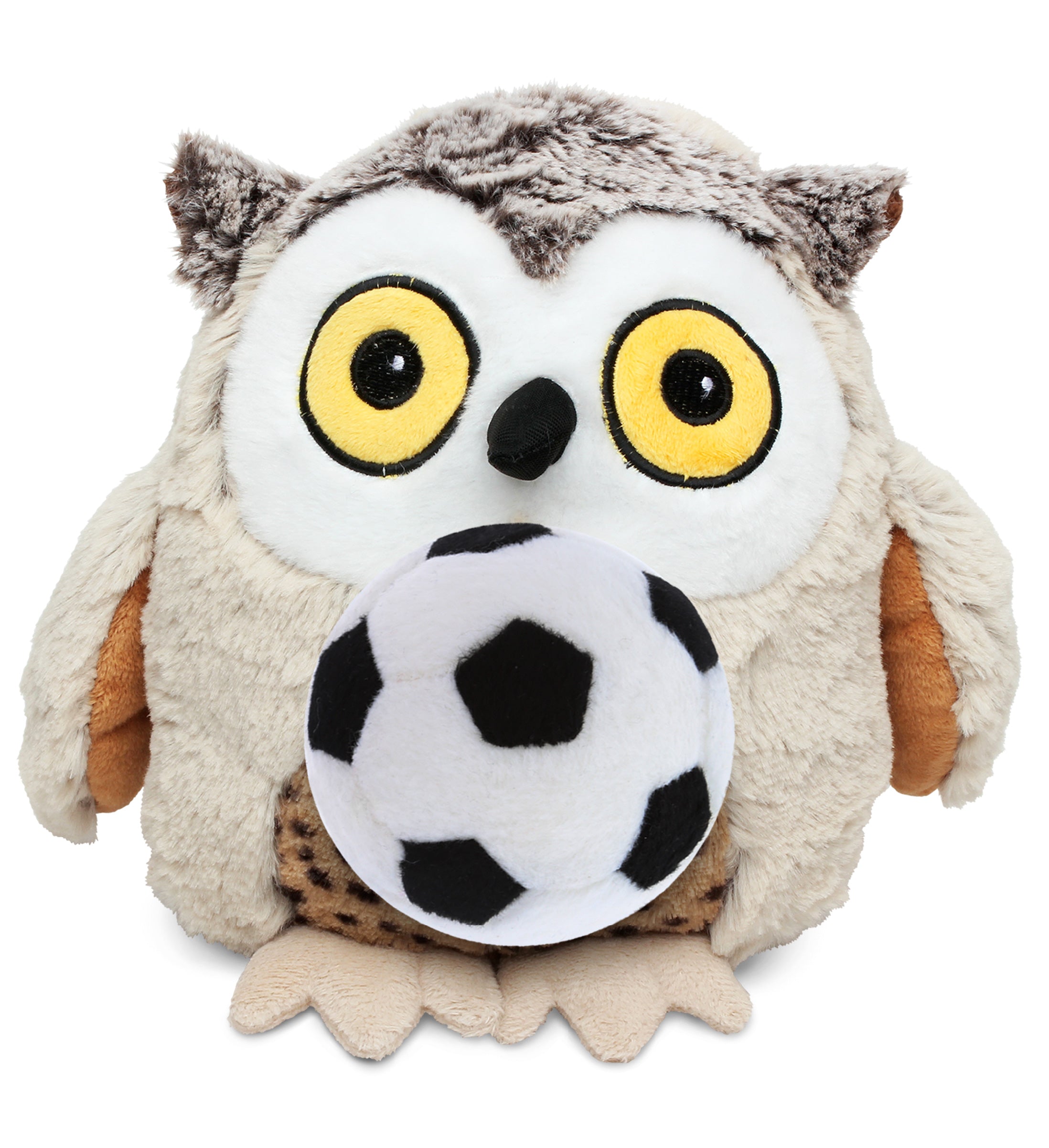 PLUSH SOCCER BALL - SUPER SOFT PLUSH - FAT BROWN OWL