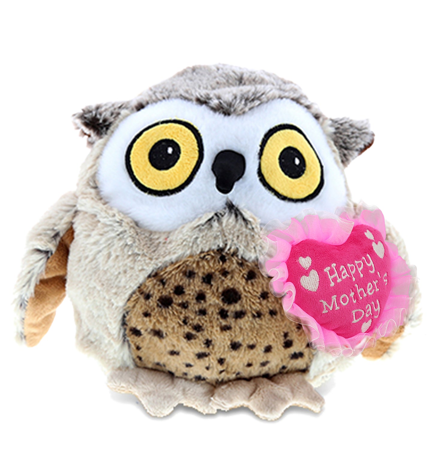 PLUSH MOTHERS DAY HEART - SUPER SOFT PLUSH - FAT BROWN OWL