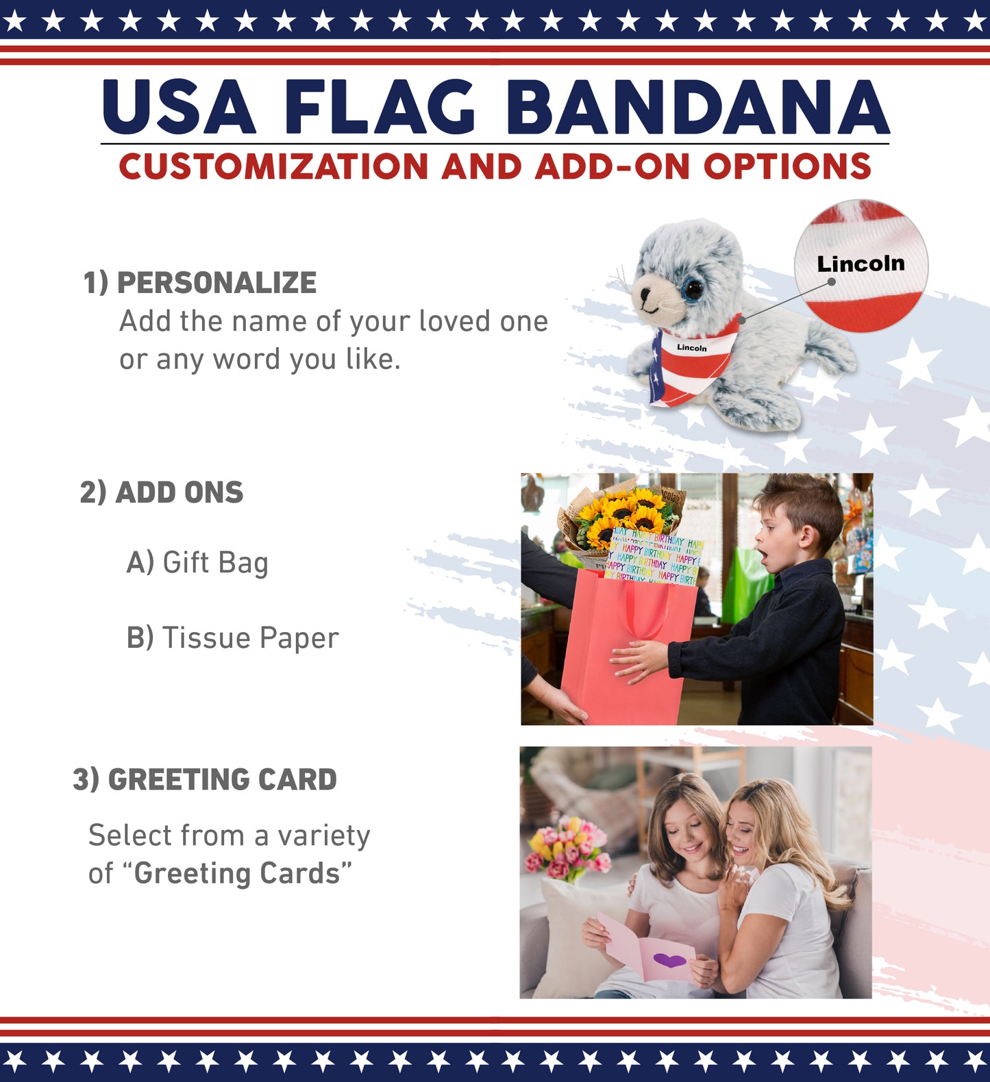 SUPER SOFT PLUSH - SEA LION WITH USA FLAG BANDANA