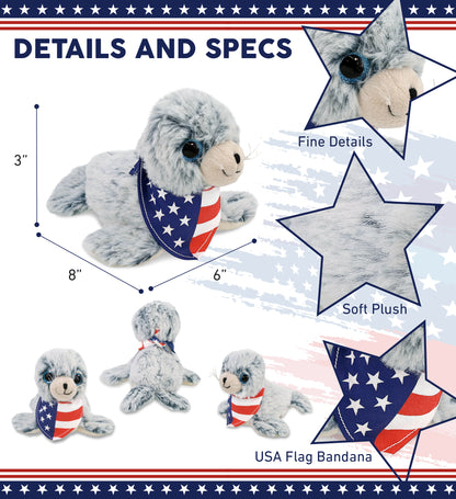 SUPER SOFT PLUSH - SEA LION WITH USA FLAG BANDANA