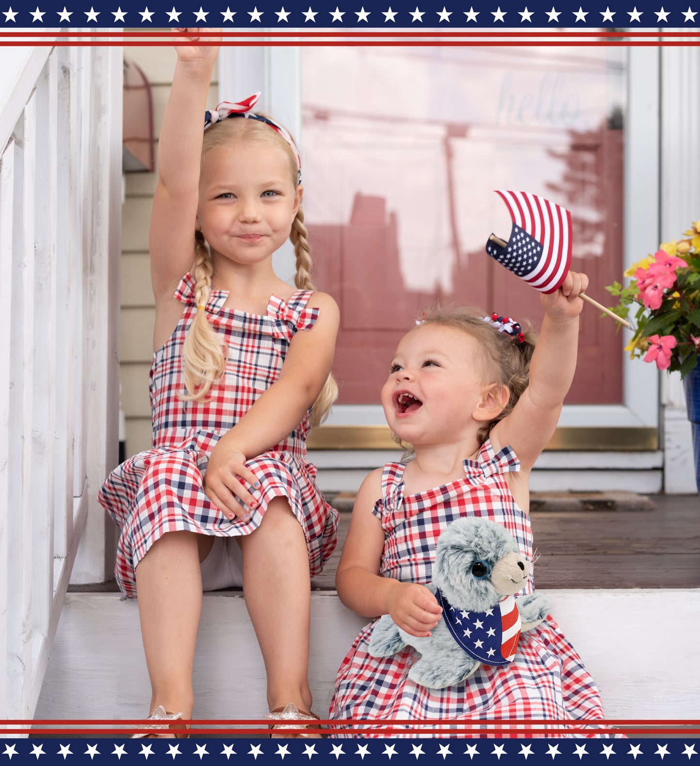 SUPER SOFT PLUSH - SEA LION WITH USA FLAG BANDANA
