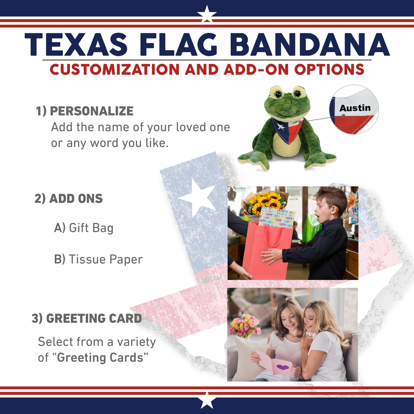 SUPER SOFT PLUSH - SQUAT FROG WITH TEXAS FLAG BANDANA