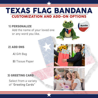 SUPER SOFT PLUSH - SQUAT FROG WITH TEXAS FLAG BANDANA