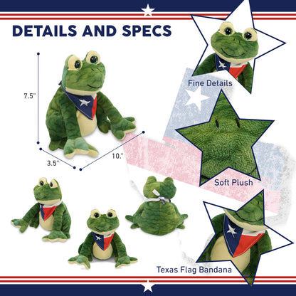 SUPER SOFT PLUSH - SQUAT FROG WITH TEXAS FLAG BANDANA