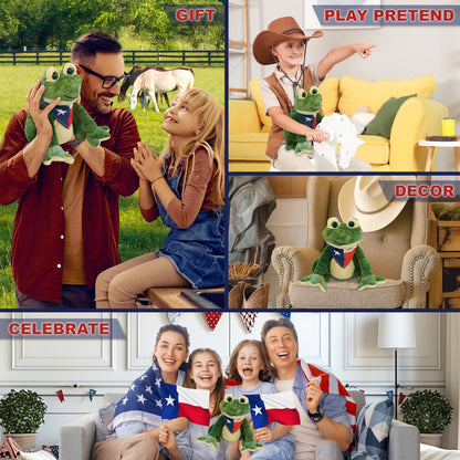 SUPER SOFT PLUSH - SQUAT FROG WITH TEXAS FLAG BANDANA