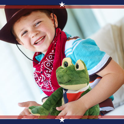 SUPER SOFT PLUSH - SQUAT FROG WITH TEXAS FLAG BANDANA