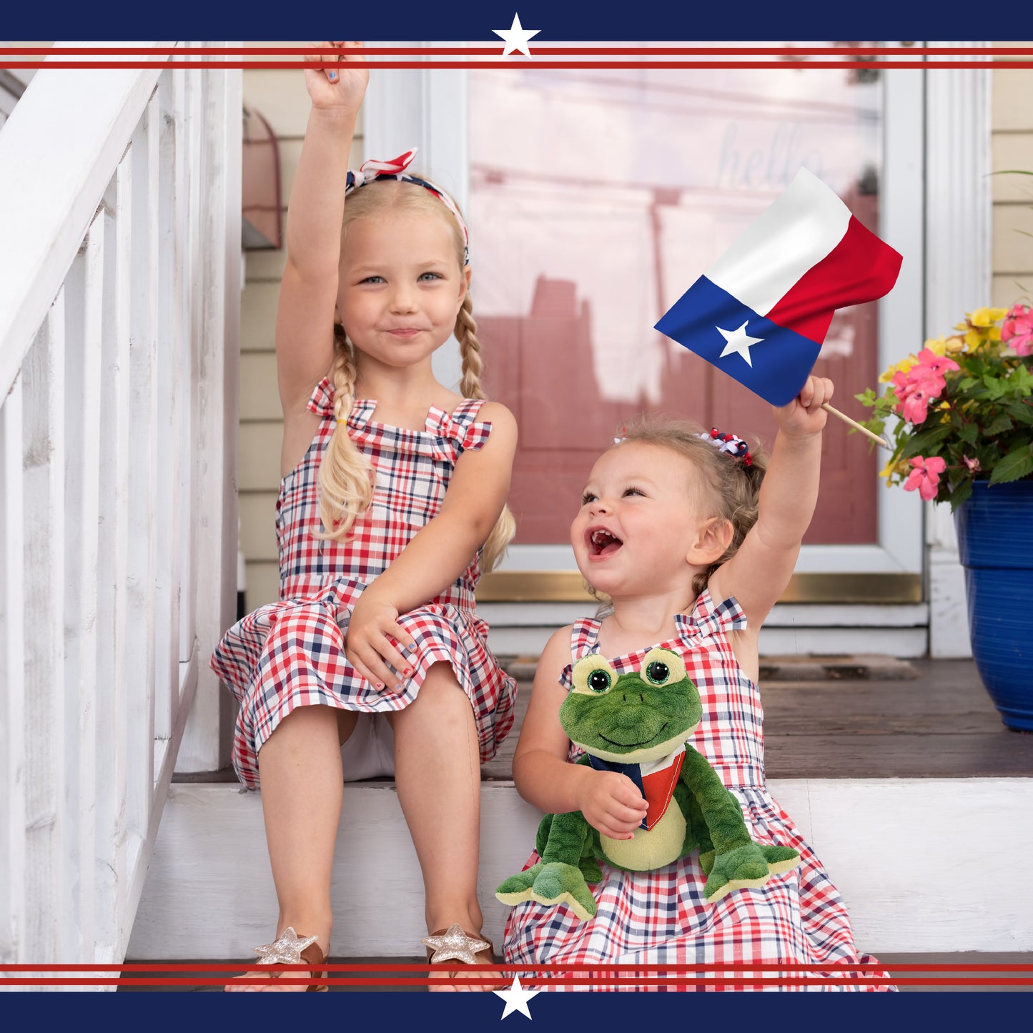 SUPER SOFT PLUSH - SQUAT FROG WITH TEXAS FLAG BANDANA