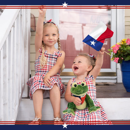 SUPER SOFT PLUSH - SQUAT FROG WITH TEXAS FLAG BANDANA