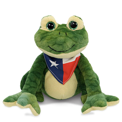 SUPER SOFT PLUSH - SQUAT FROG WITH TEXAS FLAG BANDANA
