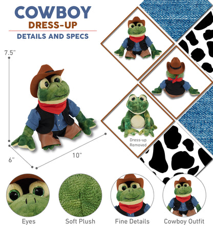 SUPER SOFT PLUSH - SQUAT FROG COWBOY DRESS UP